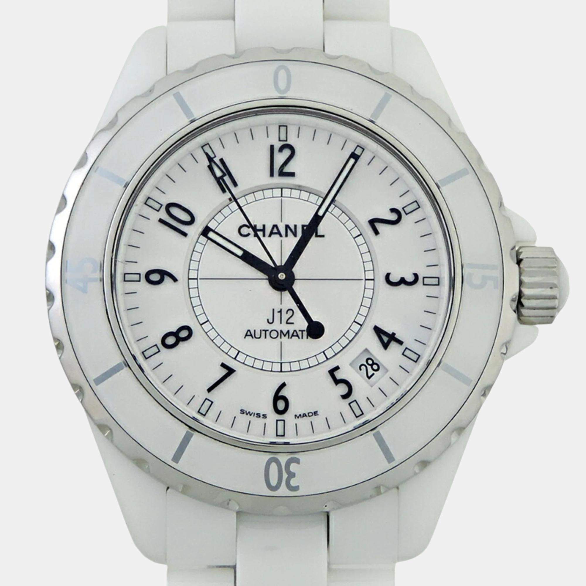 Chanel White Ceramic J12 H0970 Automatic Men's Wristwatch 38 mm