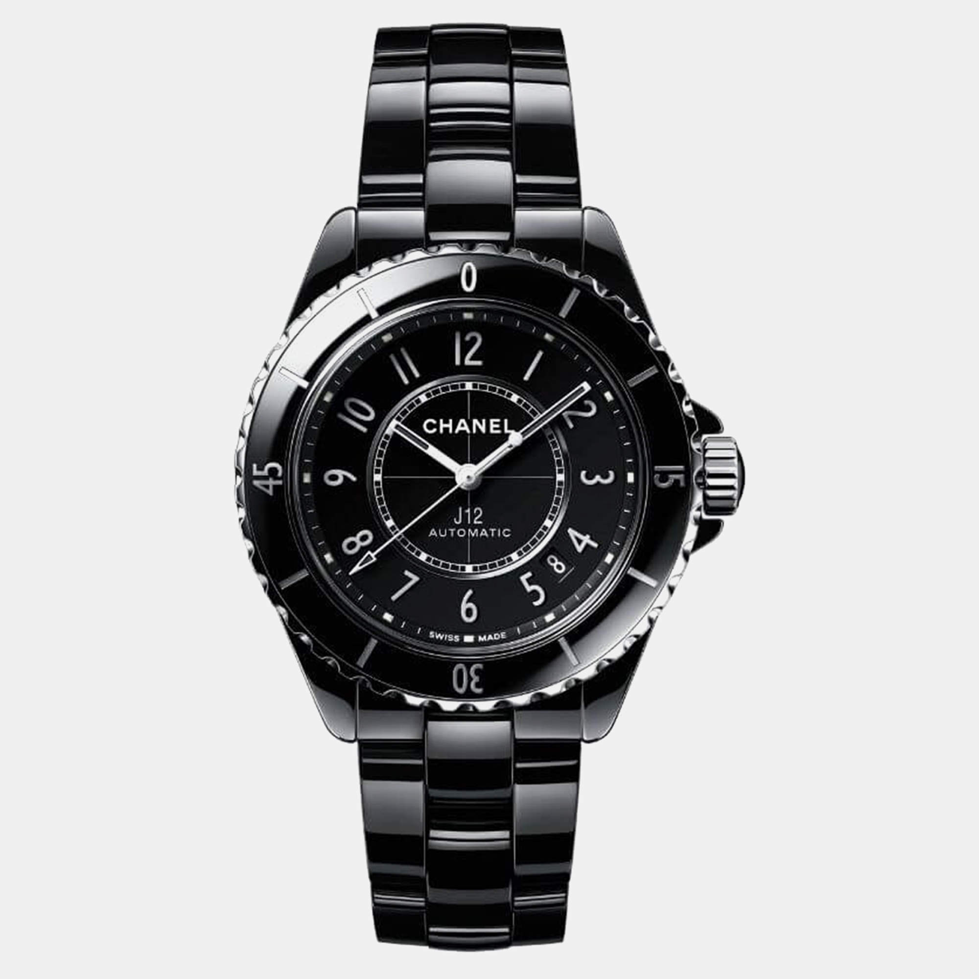 Chanel Black Ceramic J12 H5697 Automatic Men's Wristwatch 38 mm