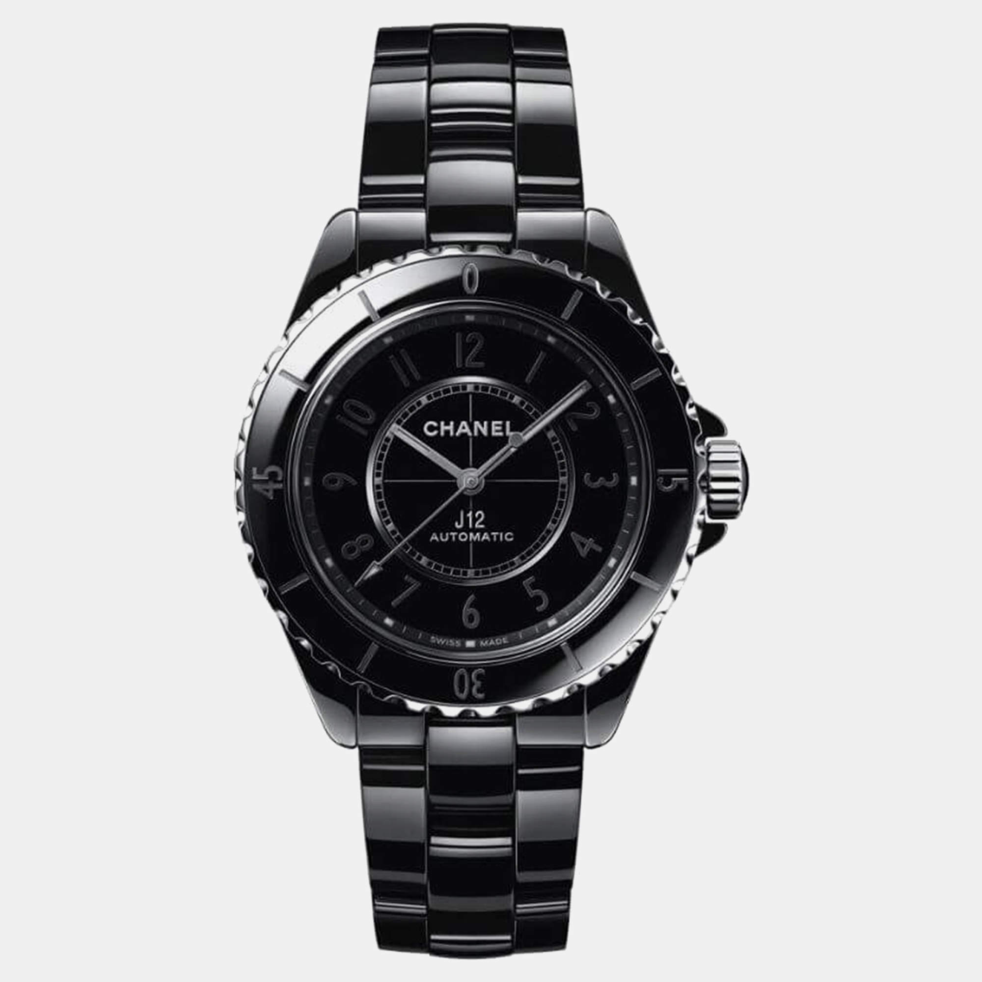 Chanel Black Ceramic J12 H6185 Automatic Men's Wristwatch 38 mm