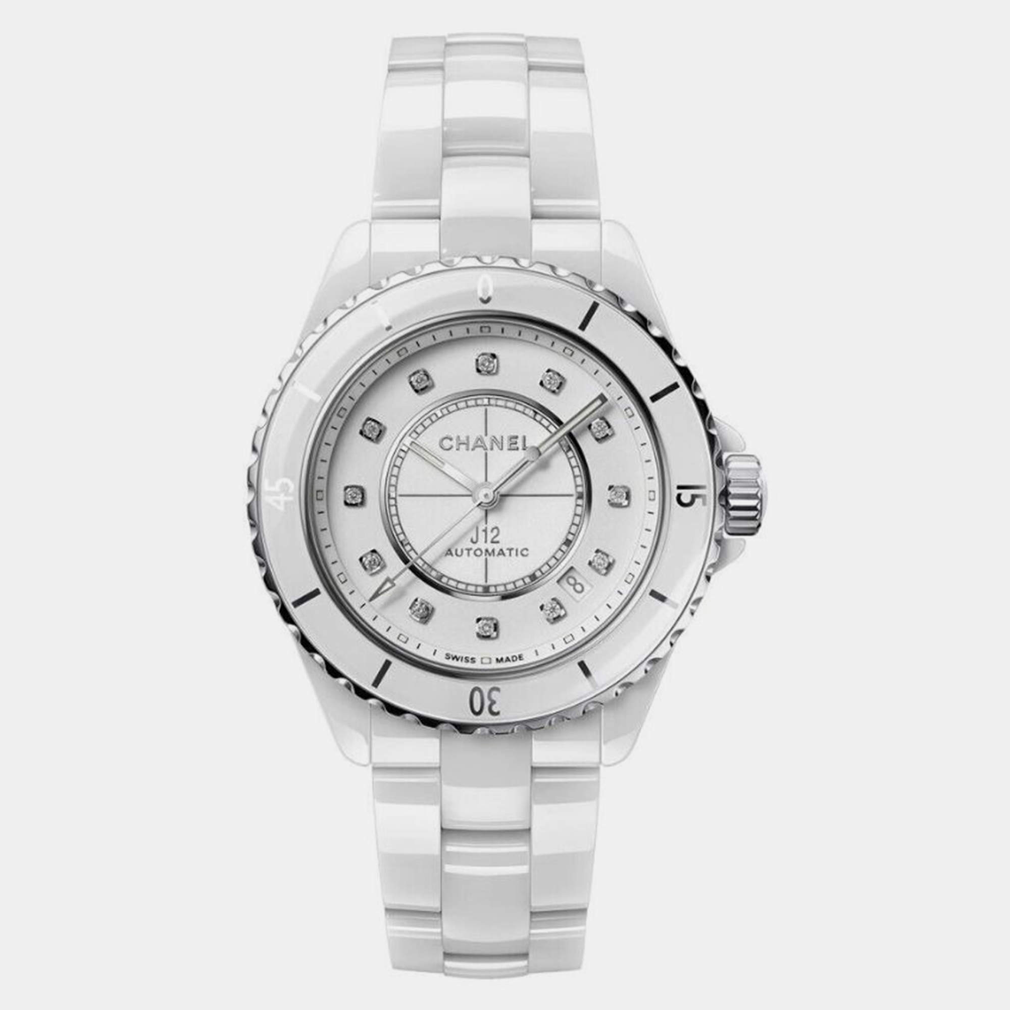 Chanel White Ceramic J12 H5705 Automatic Men's Wristwatch 38 mm