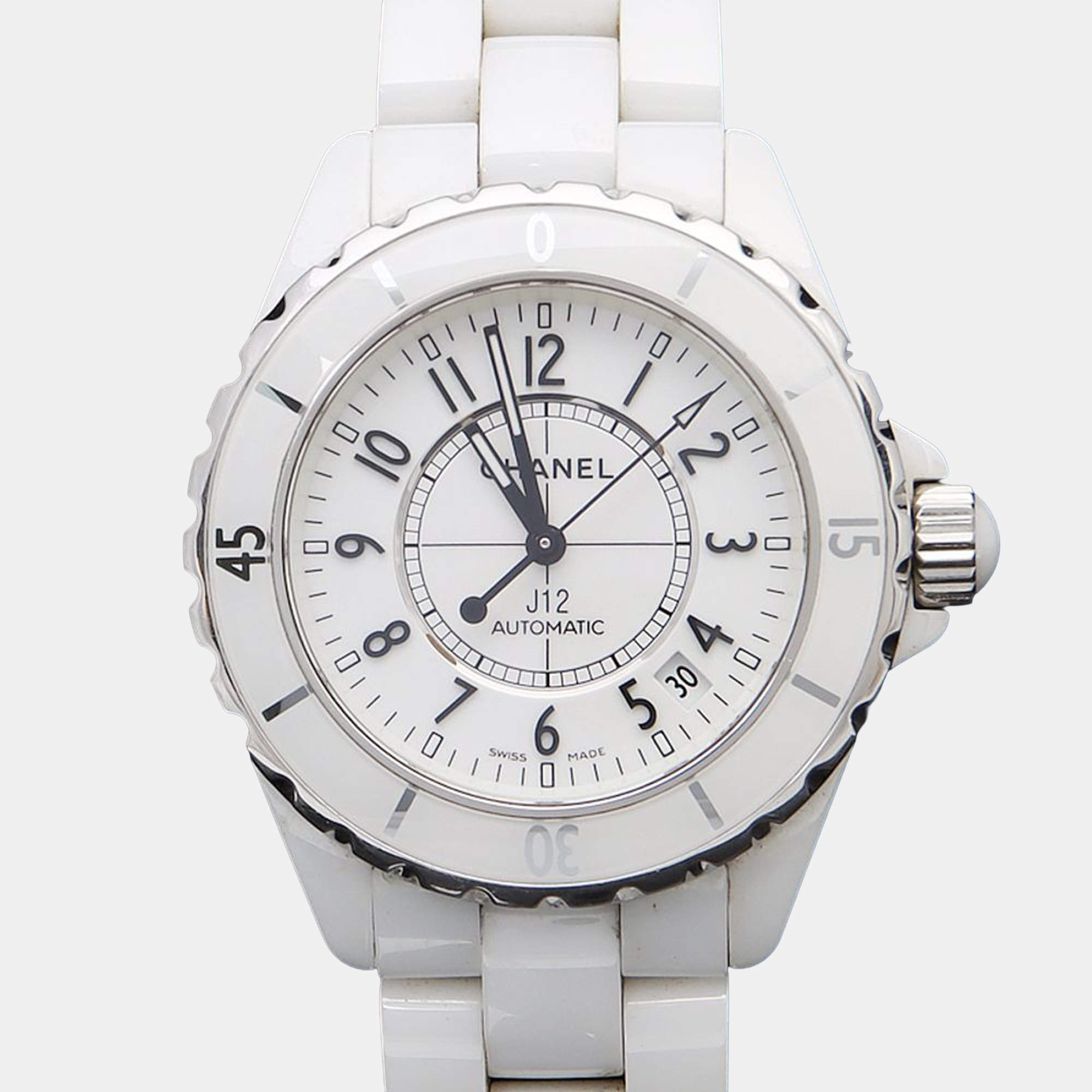 Pre Owned Chanel J12 Automatic Ceramic Stainless Steel Men's Wristwatch 39 mm