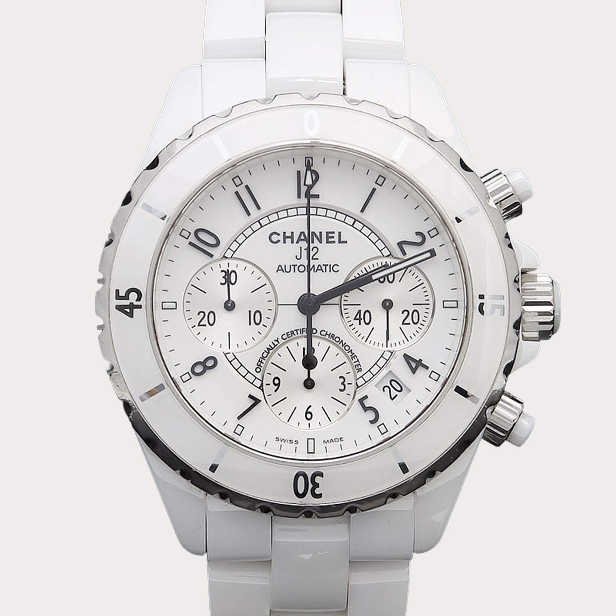 Pre Owned Chanel J12 Automatic Ceramic Stainless Steel Men's Wristwatch 41 mm