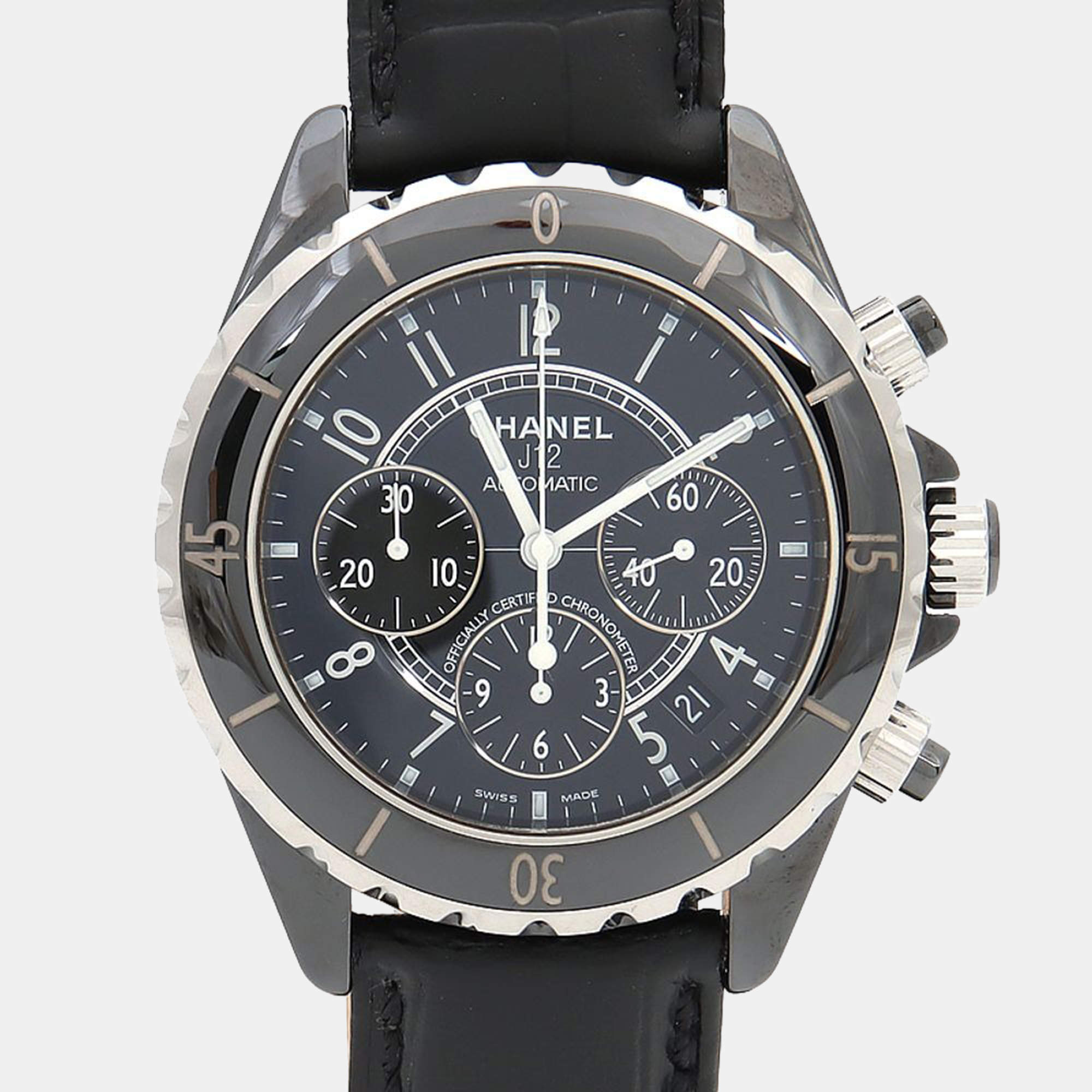 Pre Owned Chanel J12 Automatic Ceramic Stainless Steel Men's Wristwatch 41 mm