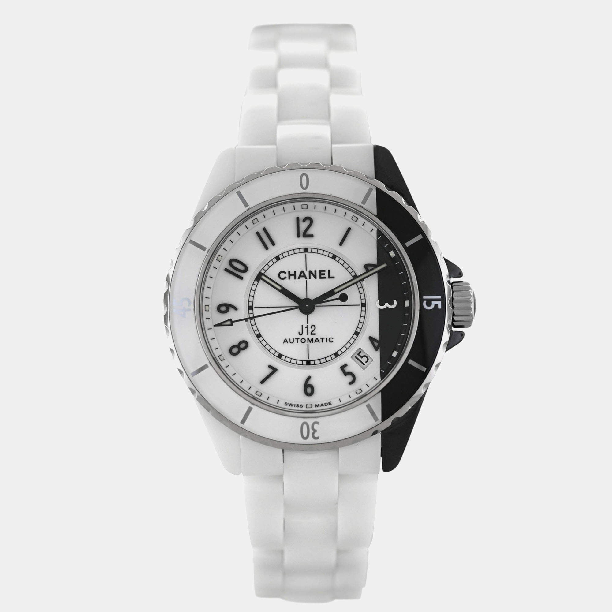 Pre Owned Chanel J12 Paradox H6515 Automatic Black/White Ceramic Men's Wristwatch 39 mm