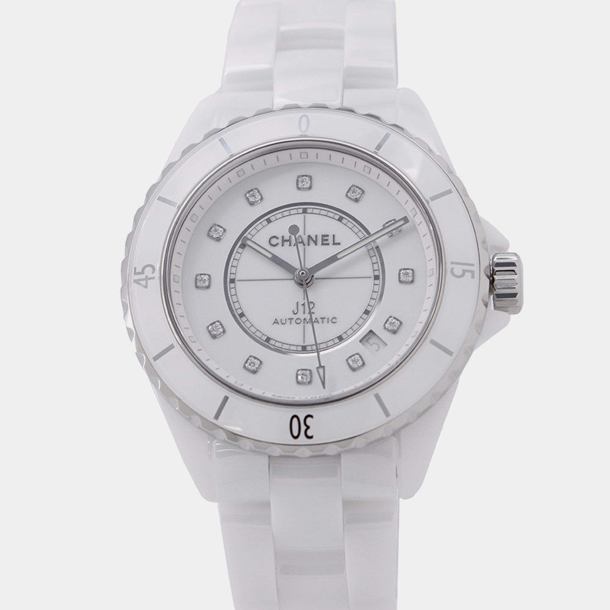 مملوكة مسبقًا Chanel J12 H5705 Automatic White Ceramic Men's Wristwatch 38 mm