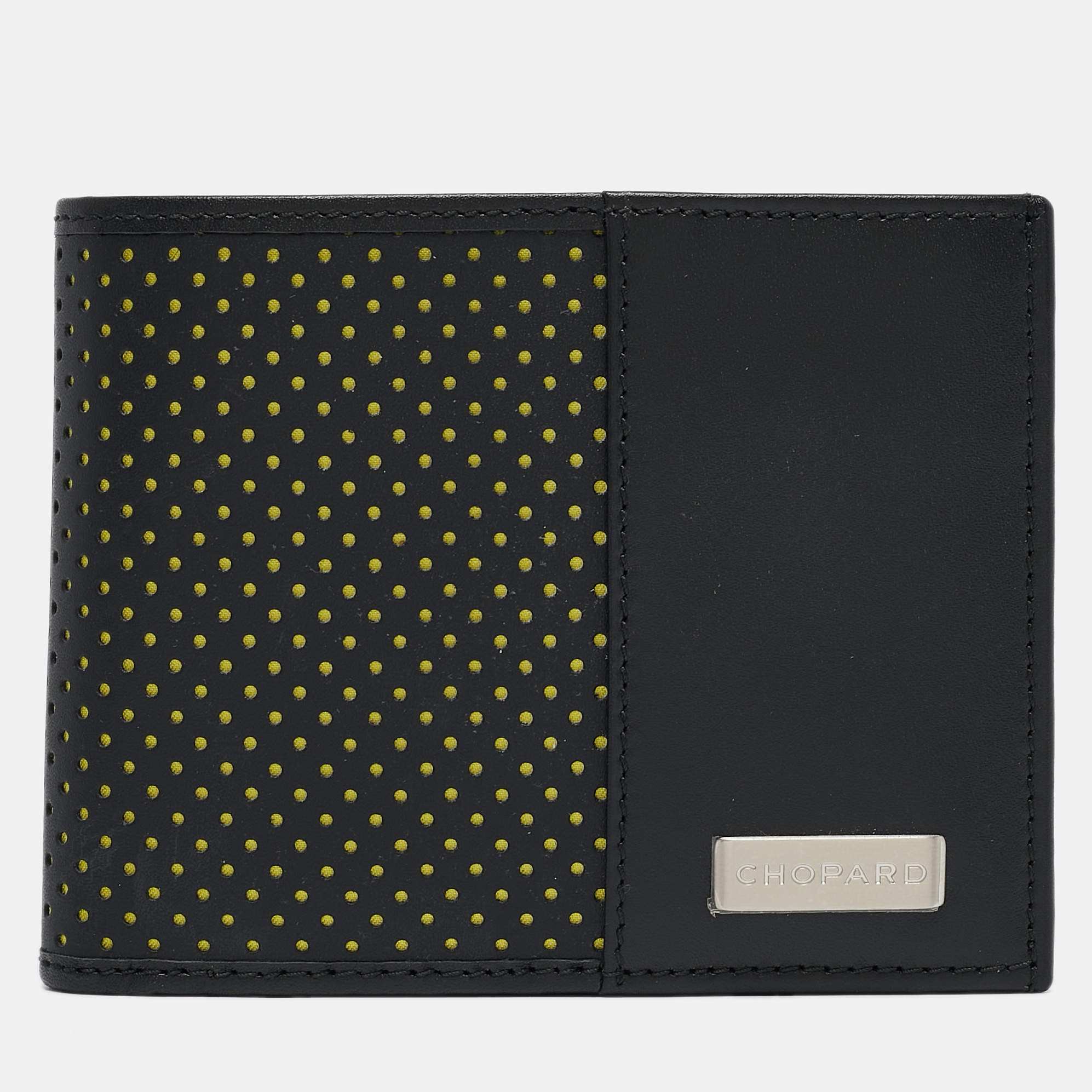 Chopard Black/Yellow Perforated Leather Bifold Wallet