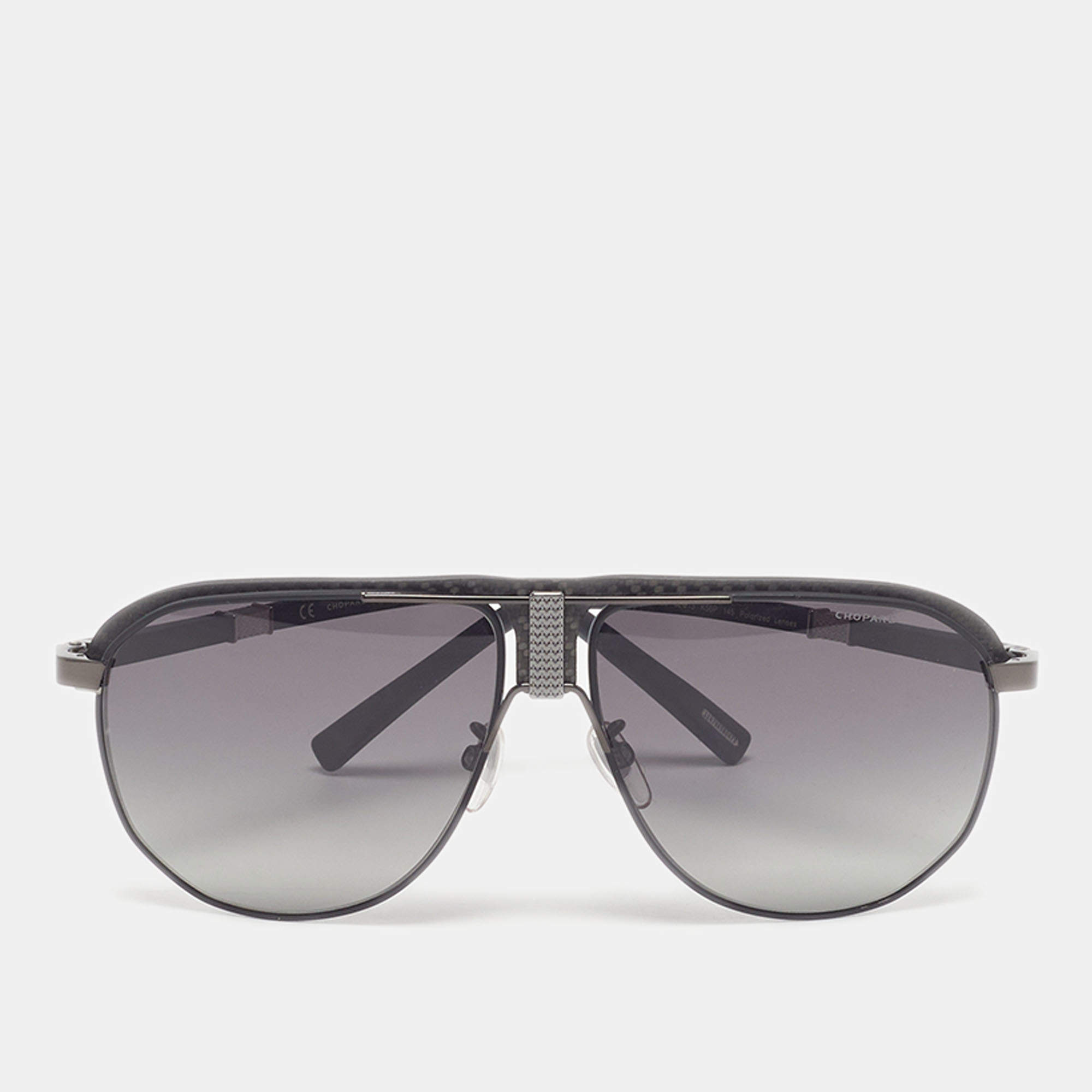 Pre Owned Chopard Black SCHF82 Polarized Aviator Sunglasses