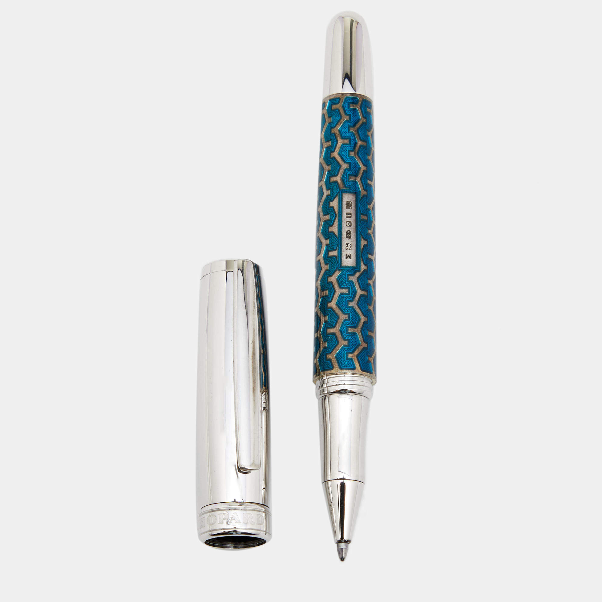 Pre Owned Chopard Blue Sterling Silver Racer Limited Edition Rollerball Pen