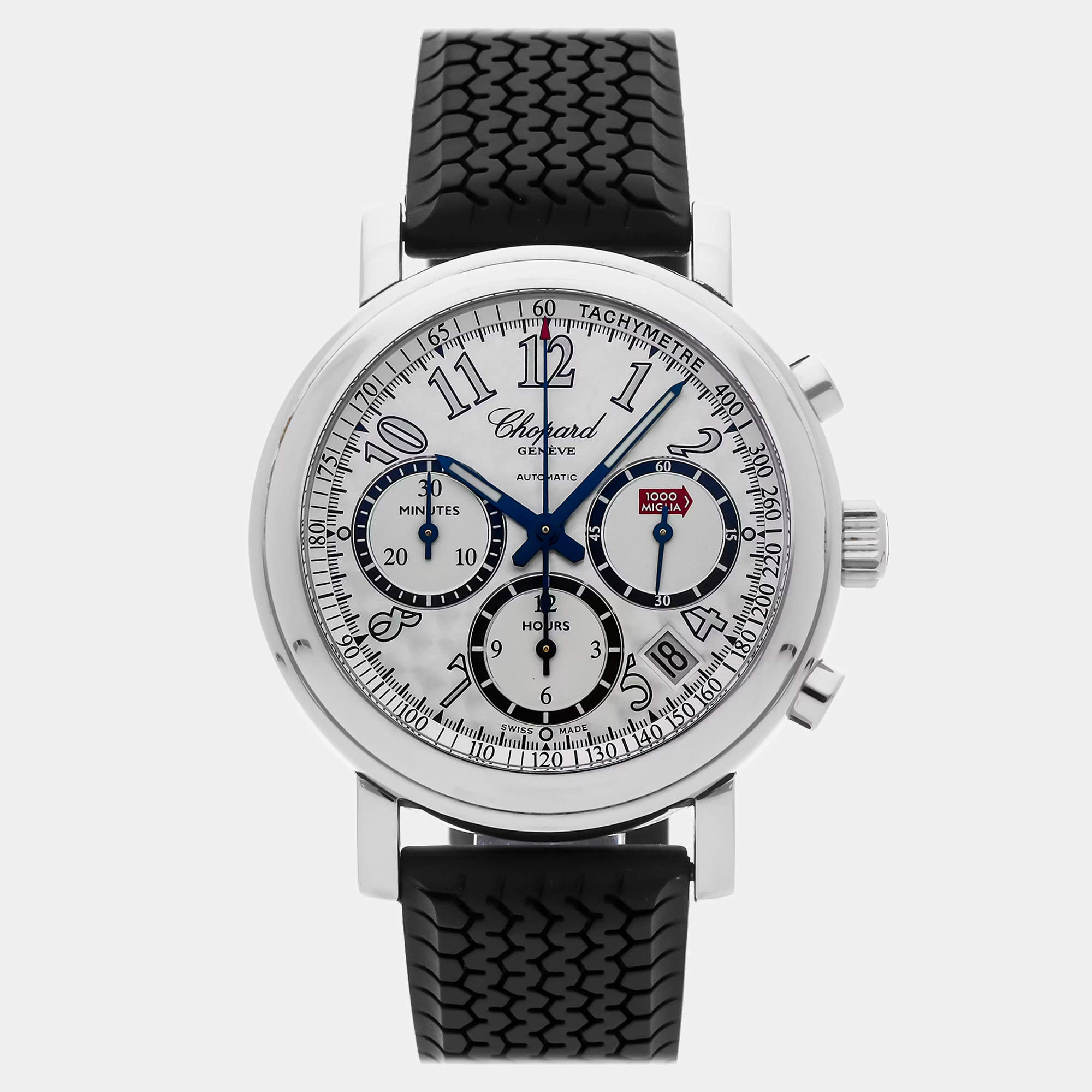 Pre Owned Pre-Owned Chopard Mille Miglia Chronograph 16/8331-99 Silver Automatic Stainless Steel Men's Wristwatch 39 MM