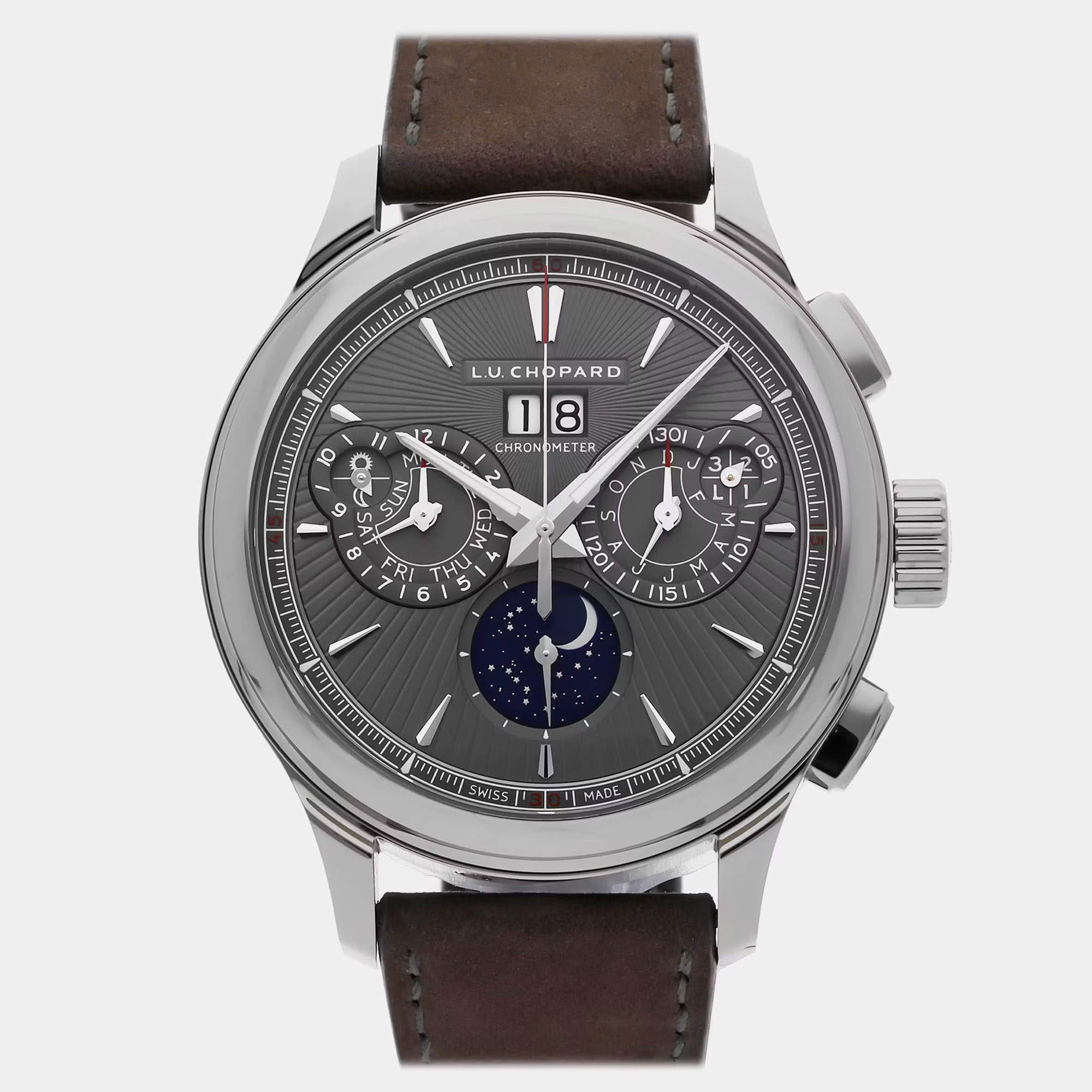Pre Owned Chopard L.U.C Perpetual Chrono 168611-3001 Grey Titanium Manual Winding Men's Watches 45mm