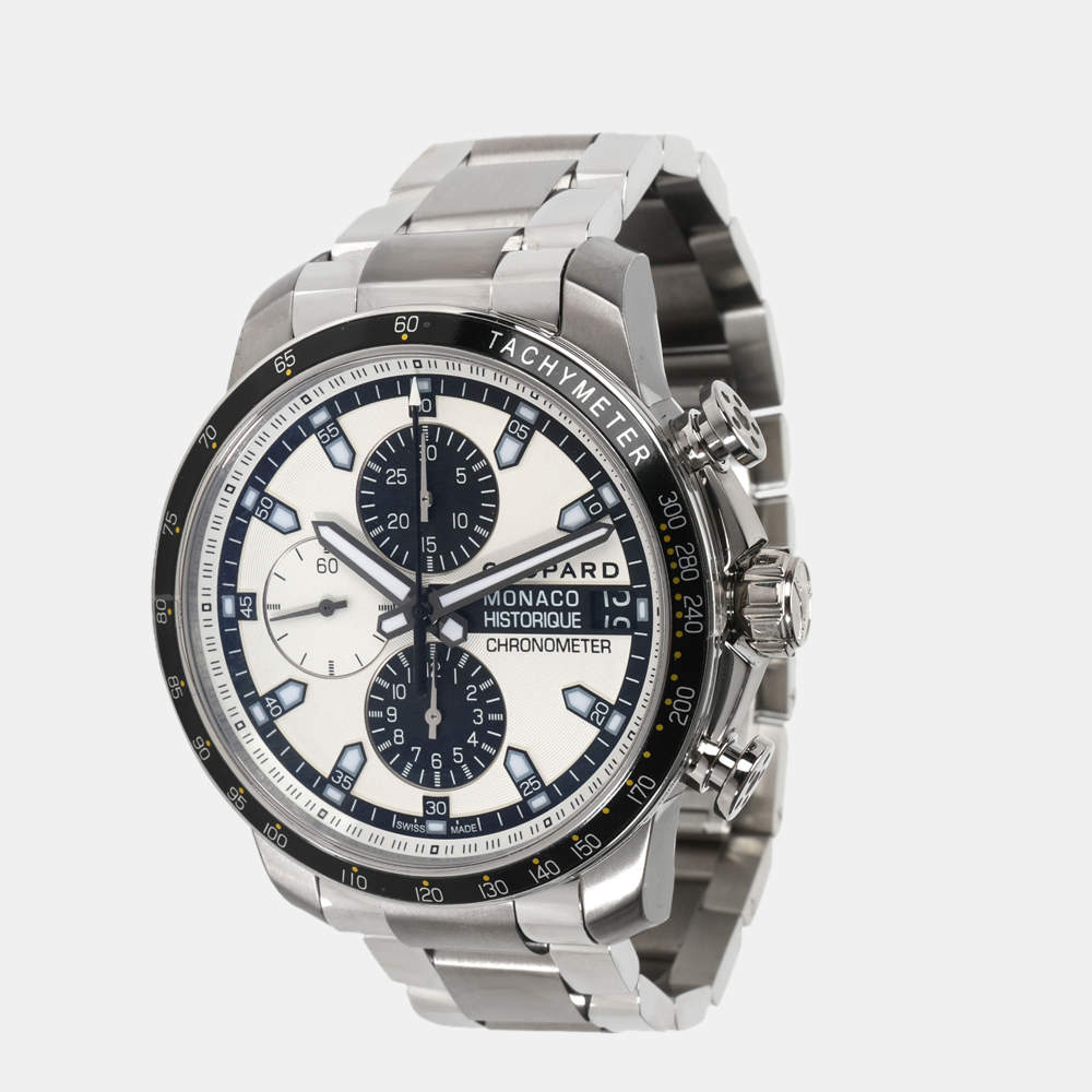Pre Owned Chopard Silver Stainless Steel And Titanium Monaco Historique 158570-3003 Men's Wristwatch 44.5 mm