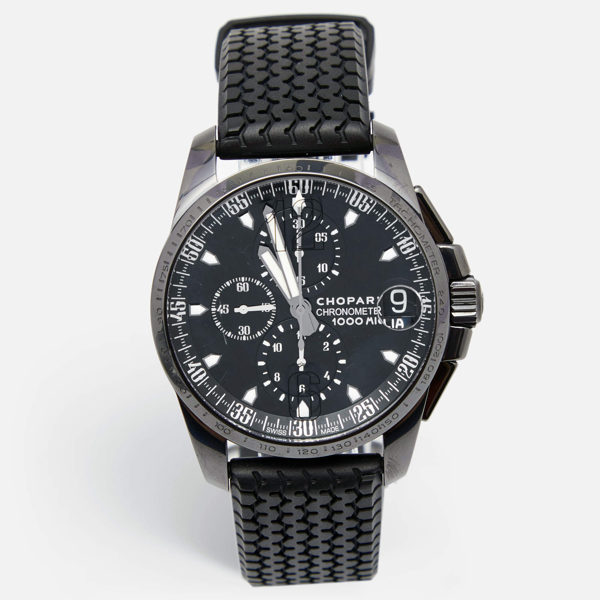 ساعة يد رجالية شوبارد ميلي ميغليا GT XL 168459-3022 ستانلس ستيل مطلي DL سوداء 44مم