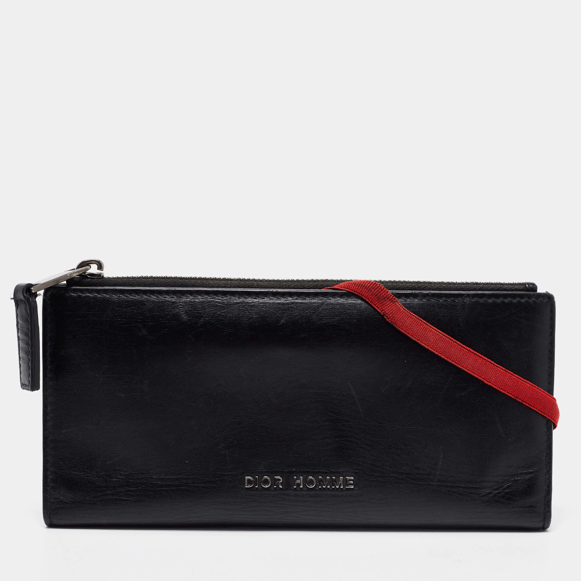 Pre Owned Dior Black Leather Long Wallet