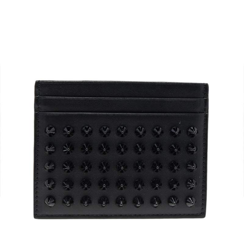 Christian Louboutin Black Leather Kios Spiked Card Holder