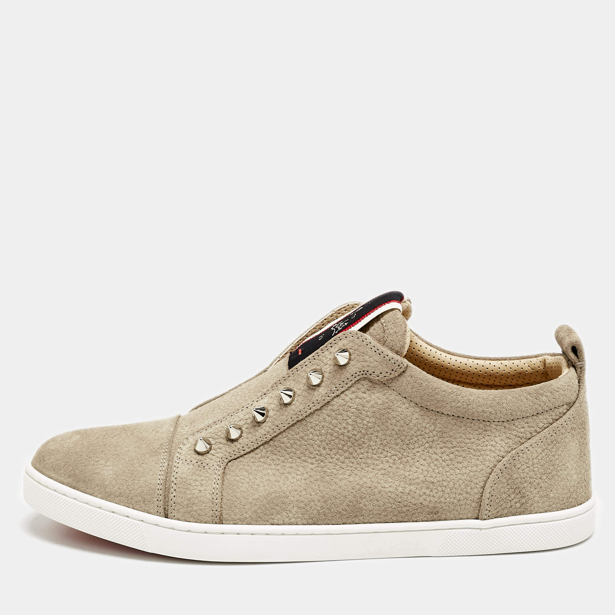 Christian Louboutin Beige Suede F.A.V Fique A Vontade Sneakers Size 42.5