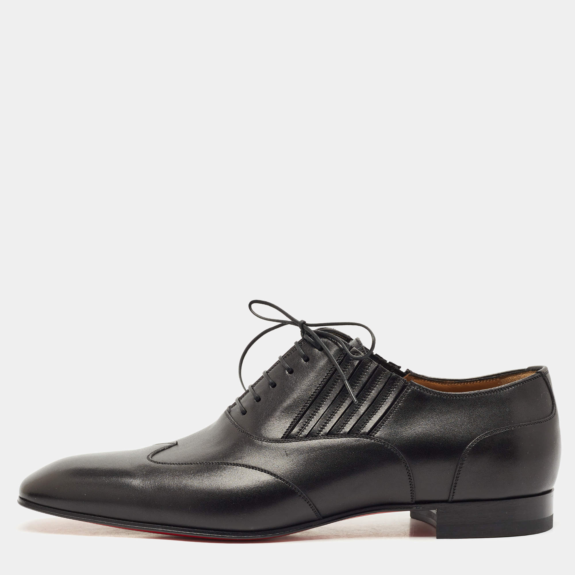 Pre Owned Christian Louboutin Black Leather My Amor Lace Up Oxfords Size 43