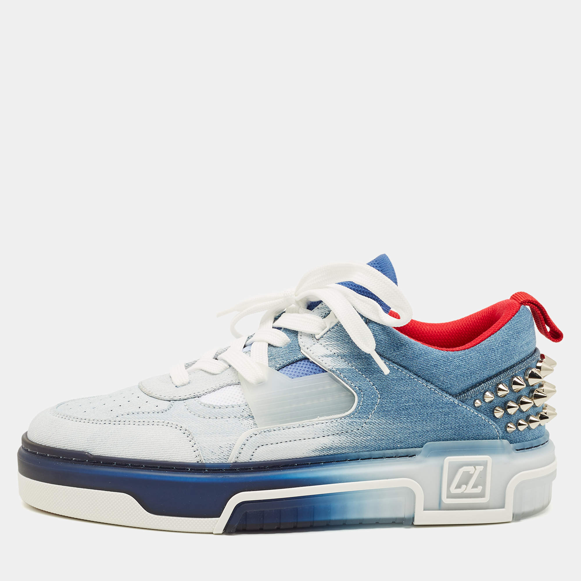 Pre Owned Christian Louboutin Blue/White Denim Astroloubi Sneakers Size 41.5