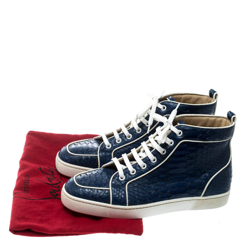 Christian Louboutin Blue Python Skin Leather High-Top Sneakers Exotic  leather ref.997340 - Joli Closet