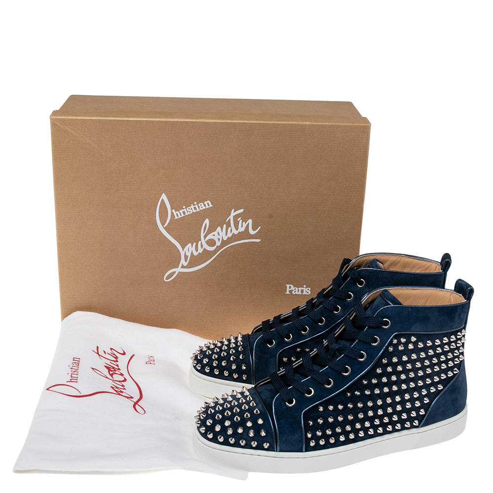 Louis high trainers Christian Louboutin Blue size 41.5 EU in Suede -  34420711