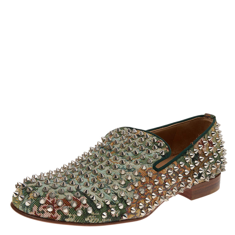 Pre Owned حذاء سموكينغ سليبرز كريستيان لوبوتان رولينغ سبايكس كانفاس متعدد الألوان مقاس 41