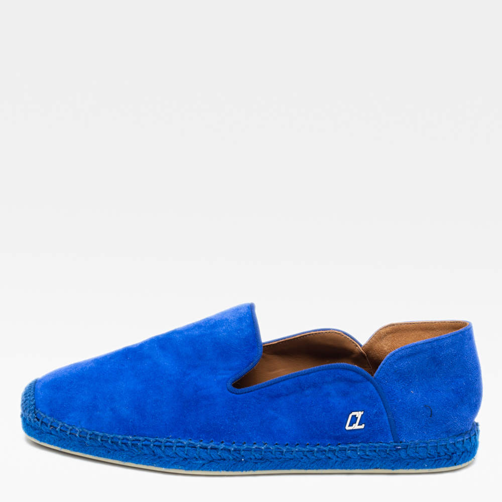 Christian Louboutin Blue Suede Espadon Espadrilles Loafers Size 42