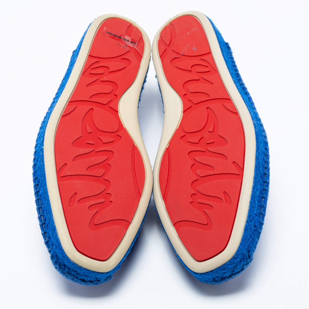 Pre Owned Christian Louboutin Blue Suede Espadon Espadrilles Loafers Size 42