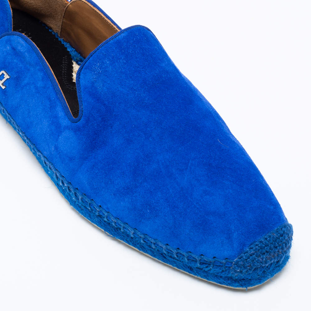 Pre Owned Christian Louboutin Blue Suede Espadon Espadrilles Loafers Size 42