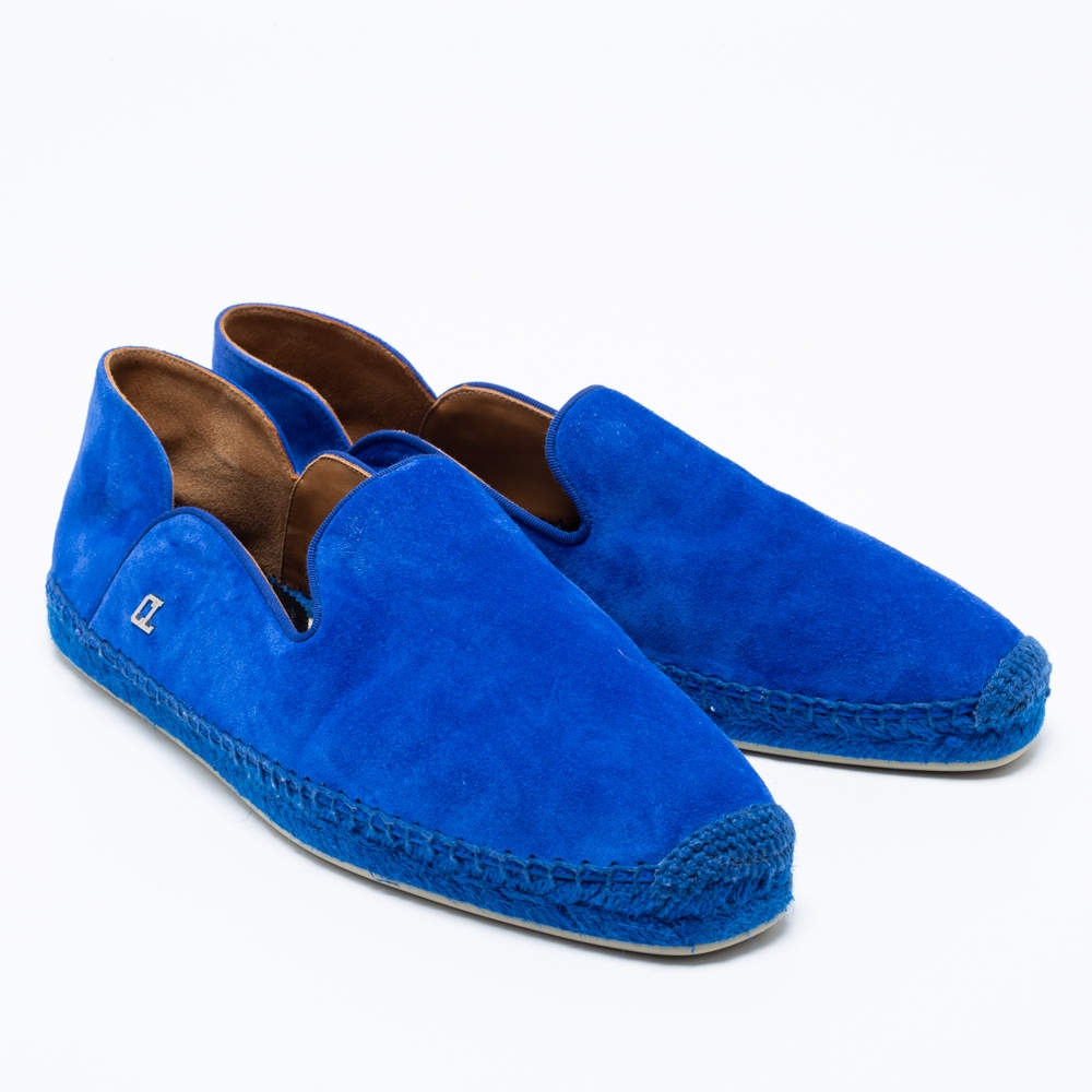Pre Owned Christian Louboutin Blue Suede Espadon Espadrilles Loafers Size 42