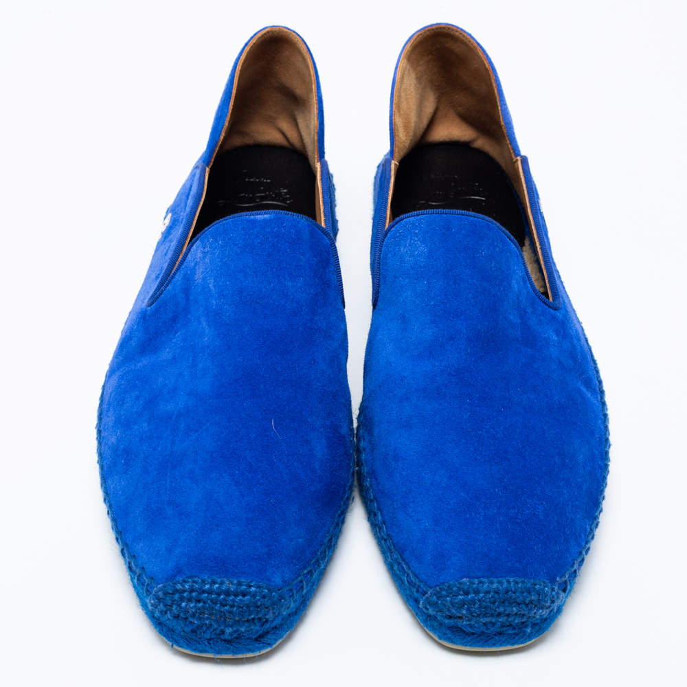 Pre Owned Christian Louboutin Blue Suede Espadon Espadrilles Loafers Size 42