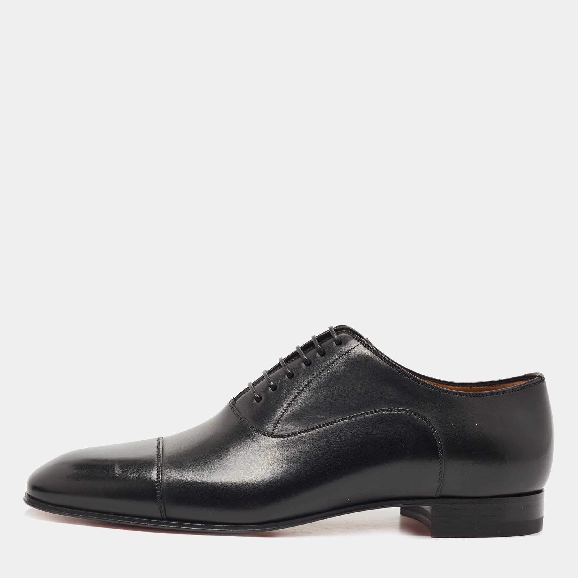 Christian Louboutin Black Leather Greggo Lace Up Oxfords Size 39.5