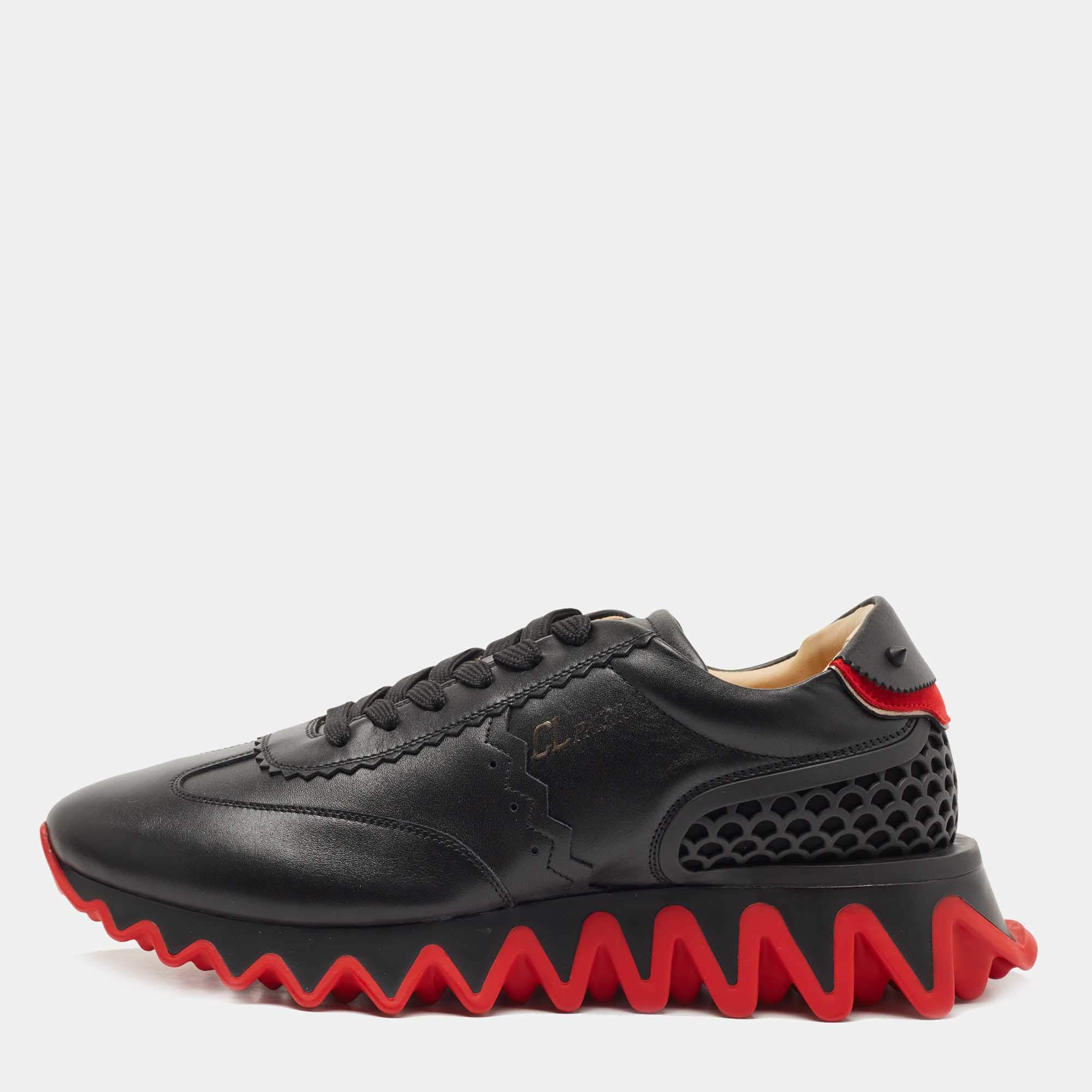 Christian Louboutin Black Leather Loubishark Low Top Sneakers Size 41