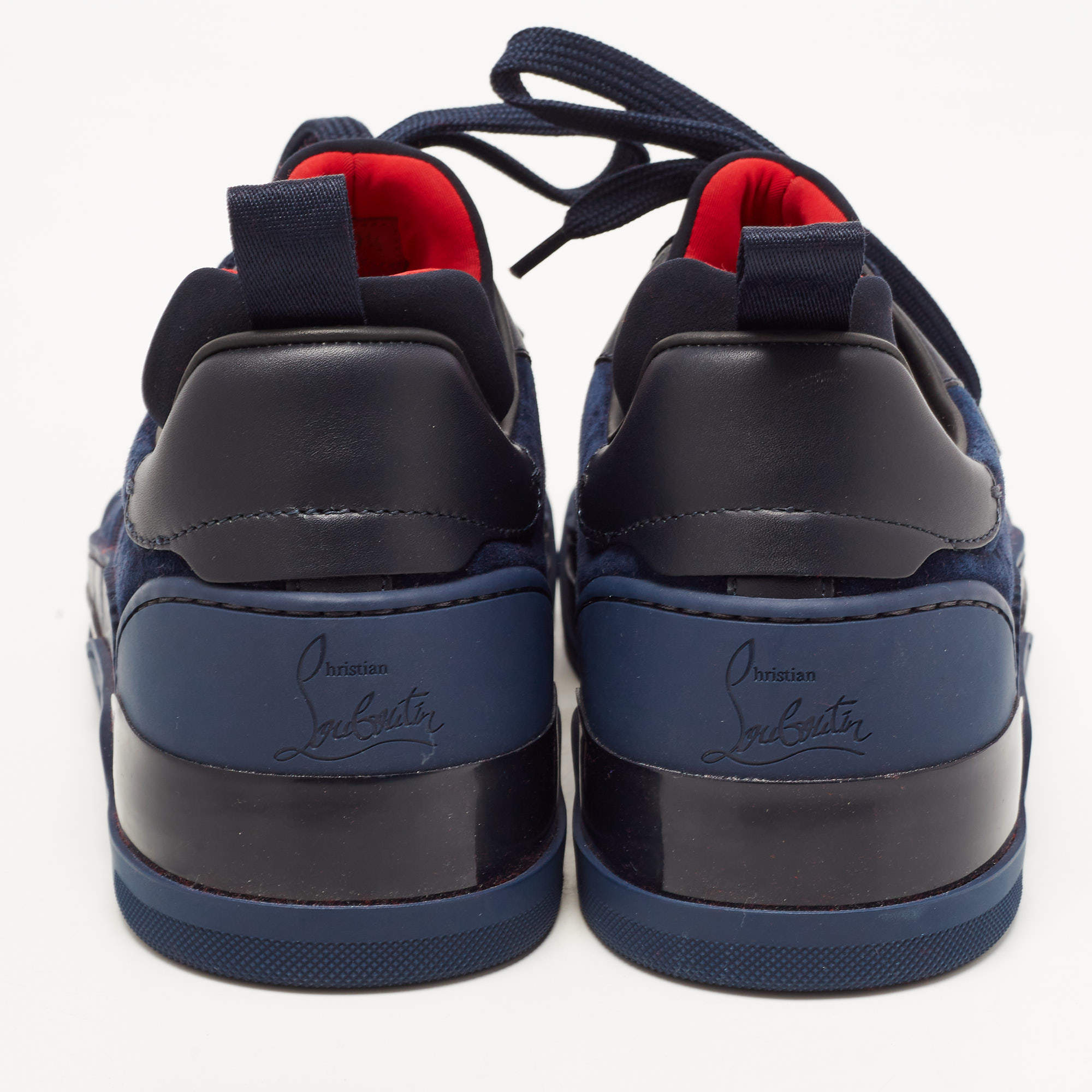 Men's CHRISTIAN LOUBOUTIN Sneakers US 10 Navy Suede & Leather AURELIEN FLAT