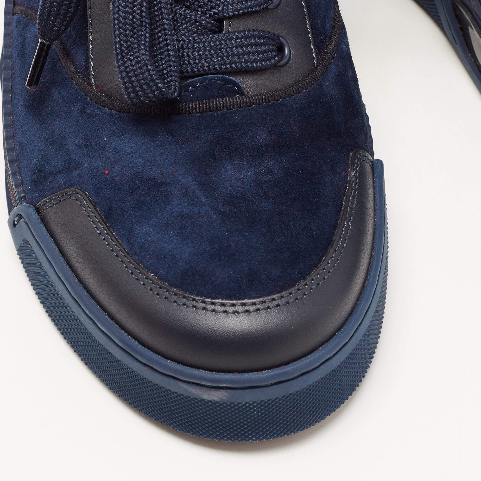 Men's CHRISTIAN LOUBOUTIN Sneakers US 10 Navy Suede & Leather AURELIEN FLAT