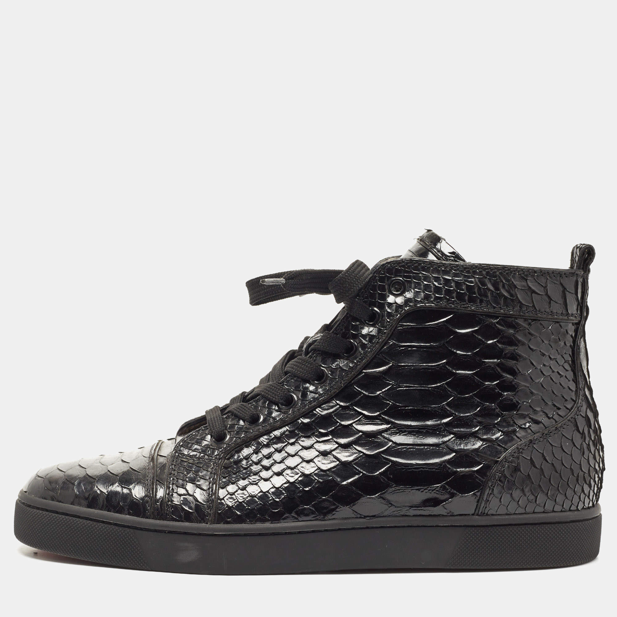 Pre Owned Christian Louboutin Black Python Louis Orlato Sneakers Size 43