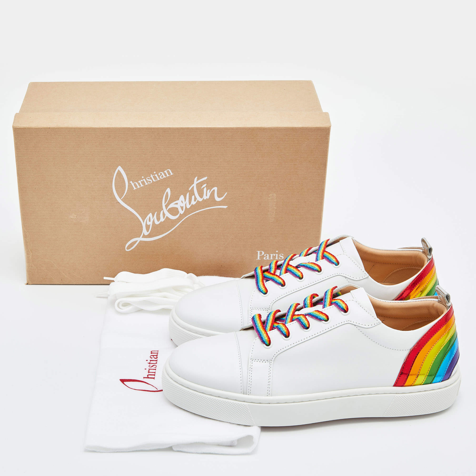 Christian Louboutin - Arkenspeed Rainbow Leather Trainers - Womens - White Multi