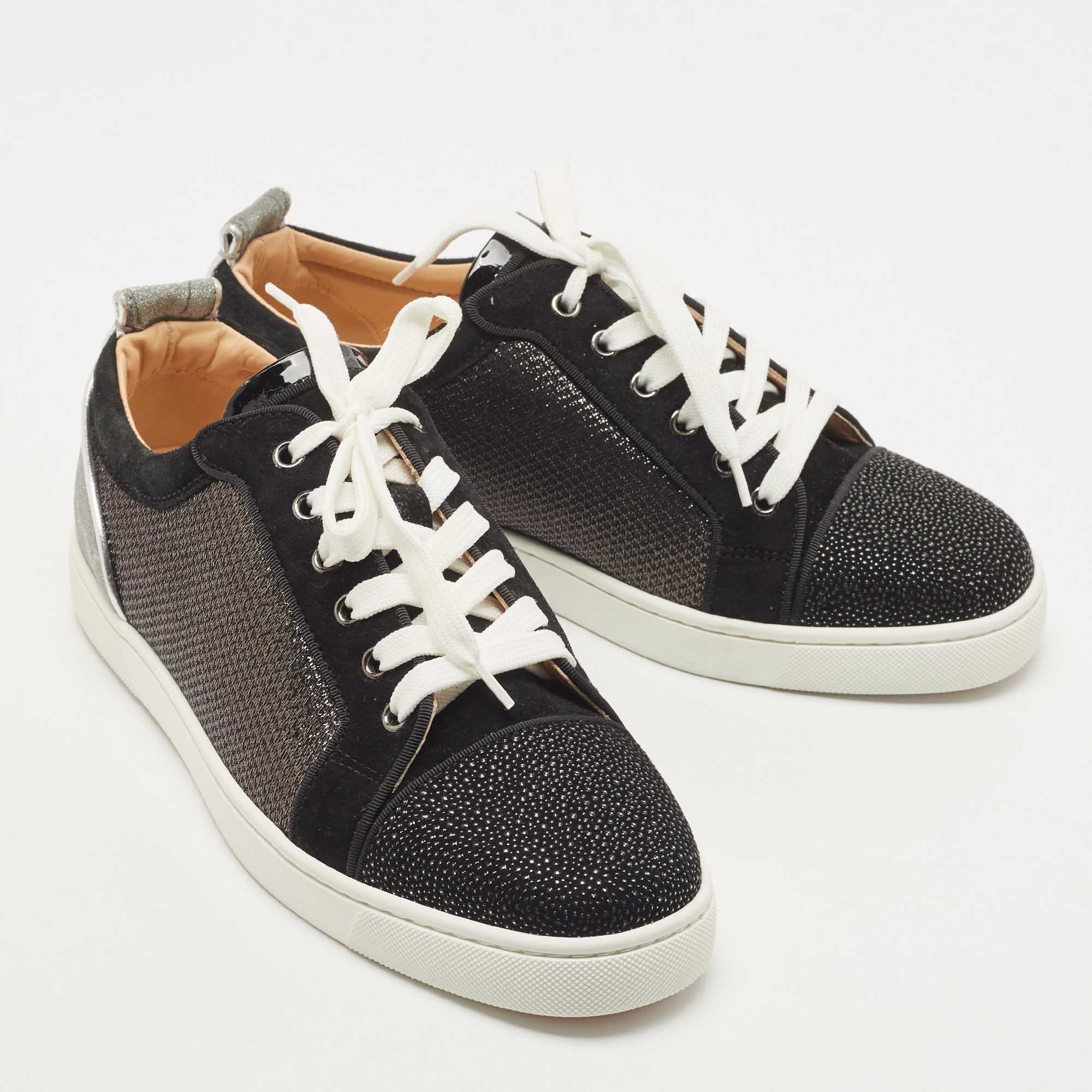 Christian Louboutin Louis strass sneaker, suede black grey crystal, size  36-46
