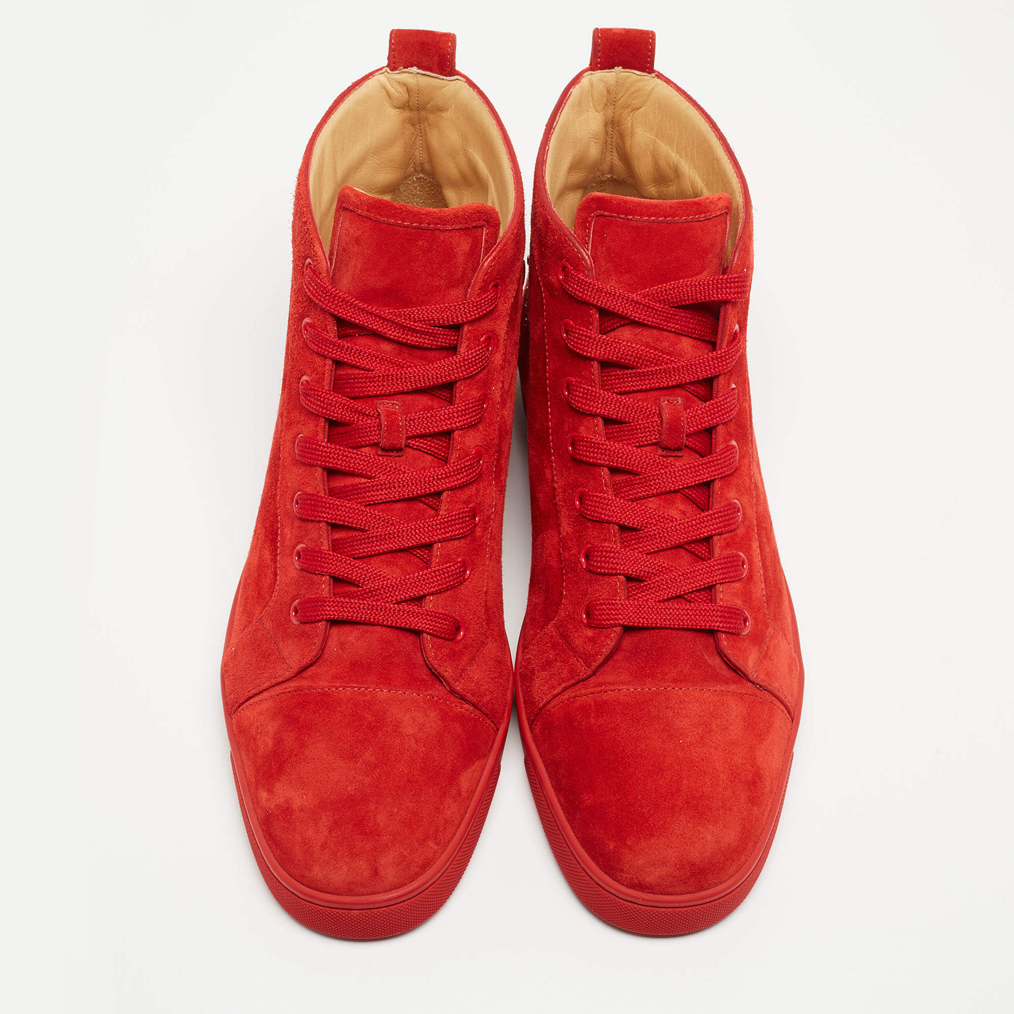 Louis high trainers Christian Louboutin Red size 43 EU in Suede - 22583774