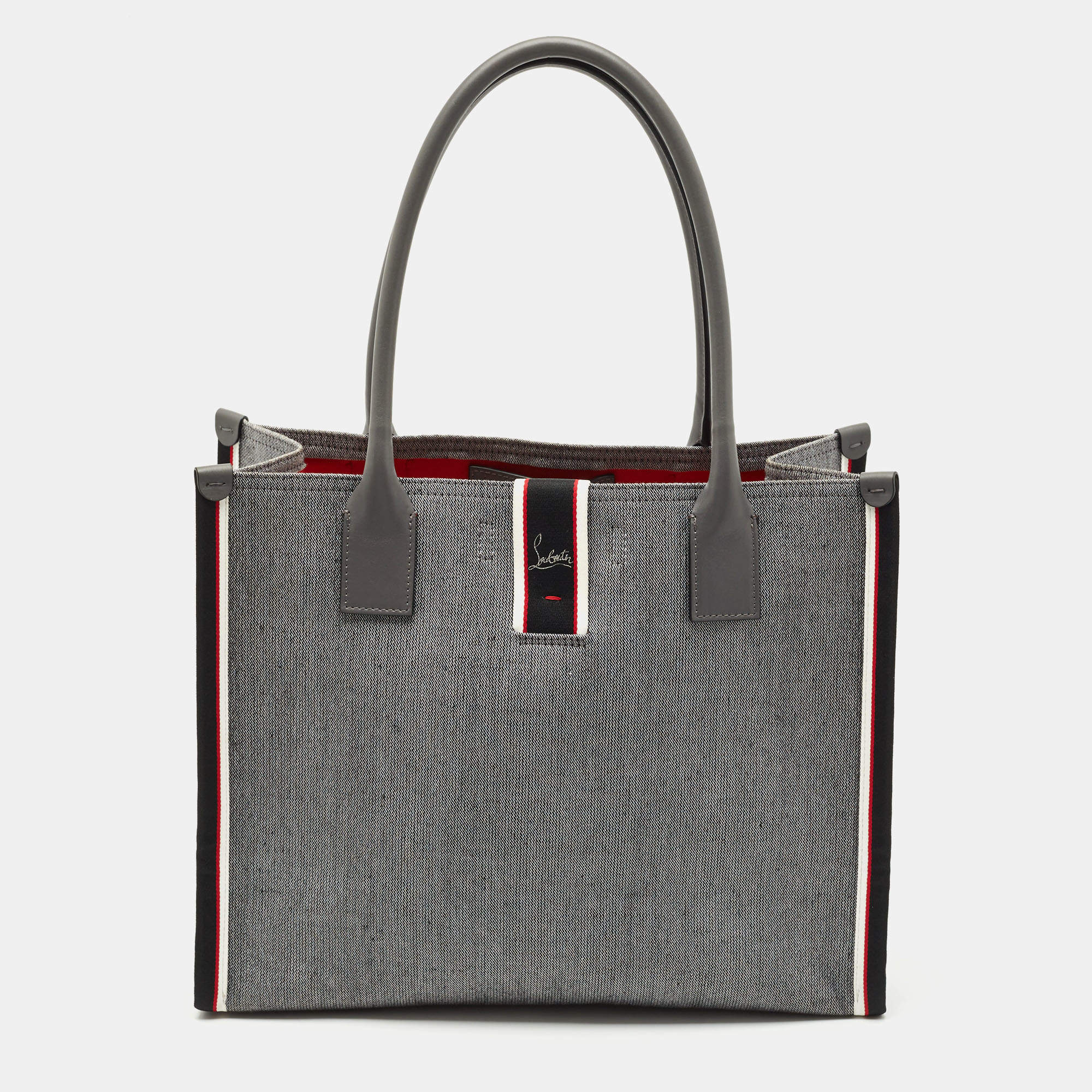 Christian Louboutin Grey Canvas Large Nastroloubi Tote