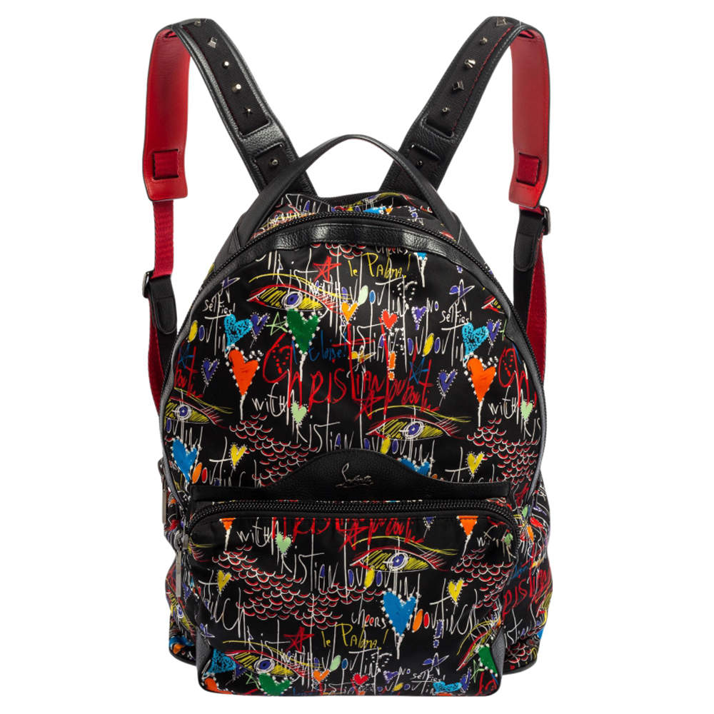 Christian Louboutin Multicolor Backloubi Graffiti Nylon & Leather Backpack