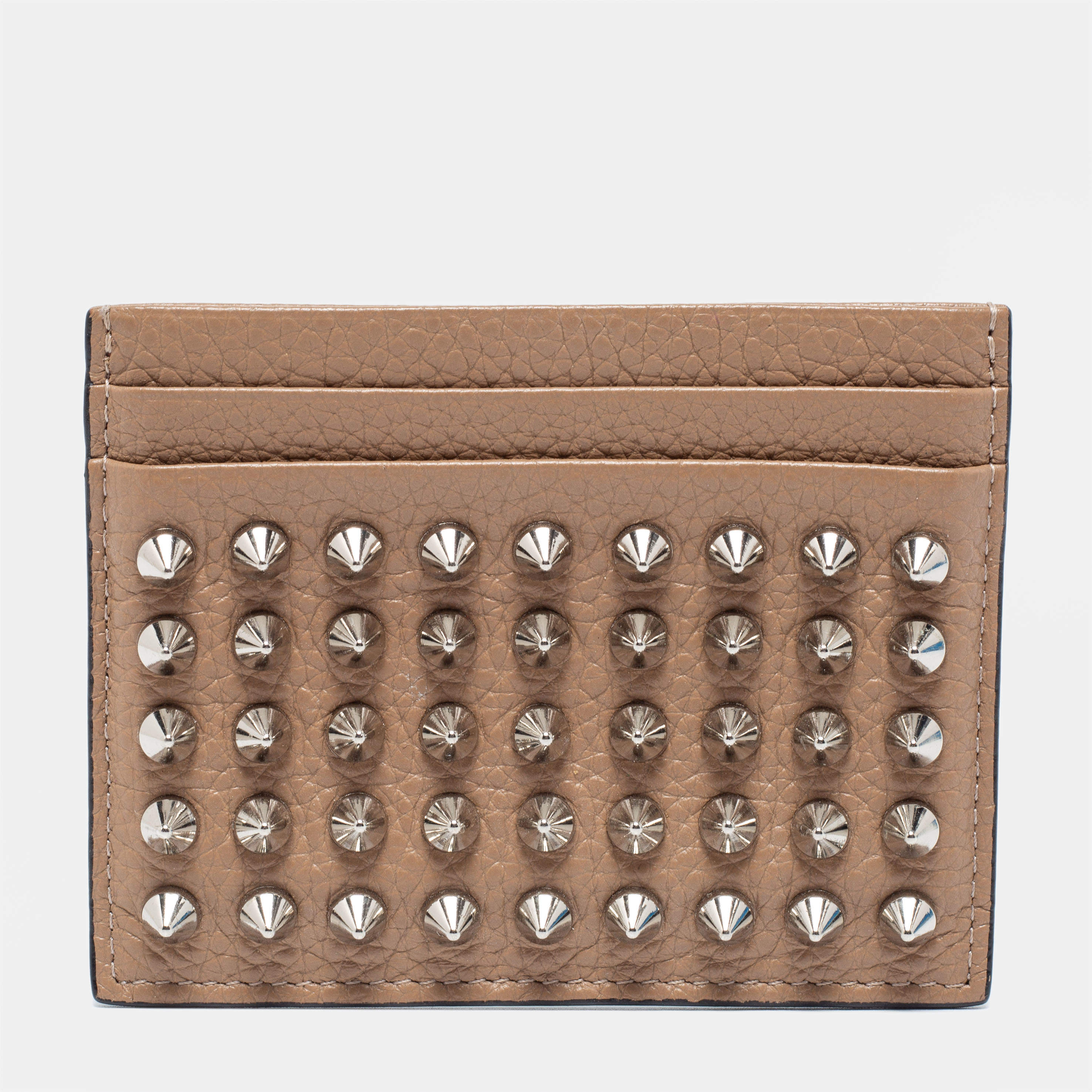 Christian Louboutin Beige Leather Spiked Card Holder