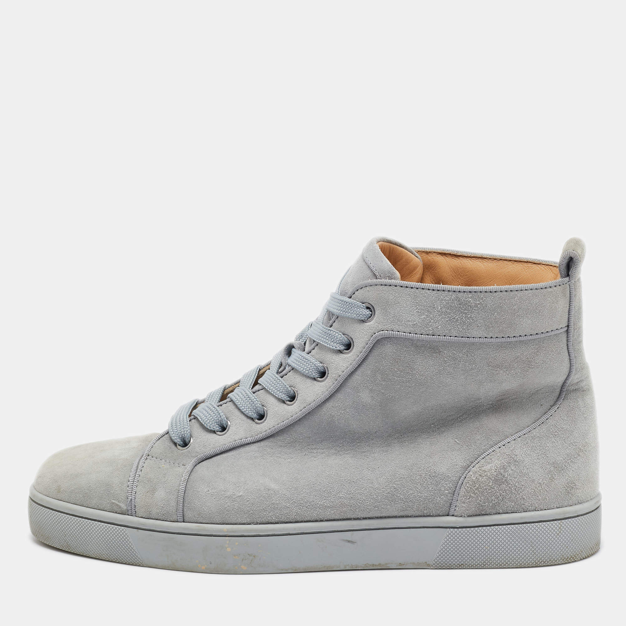 Christian louboutin mens grey suede hotsell