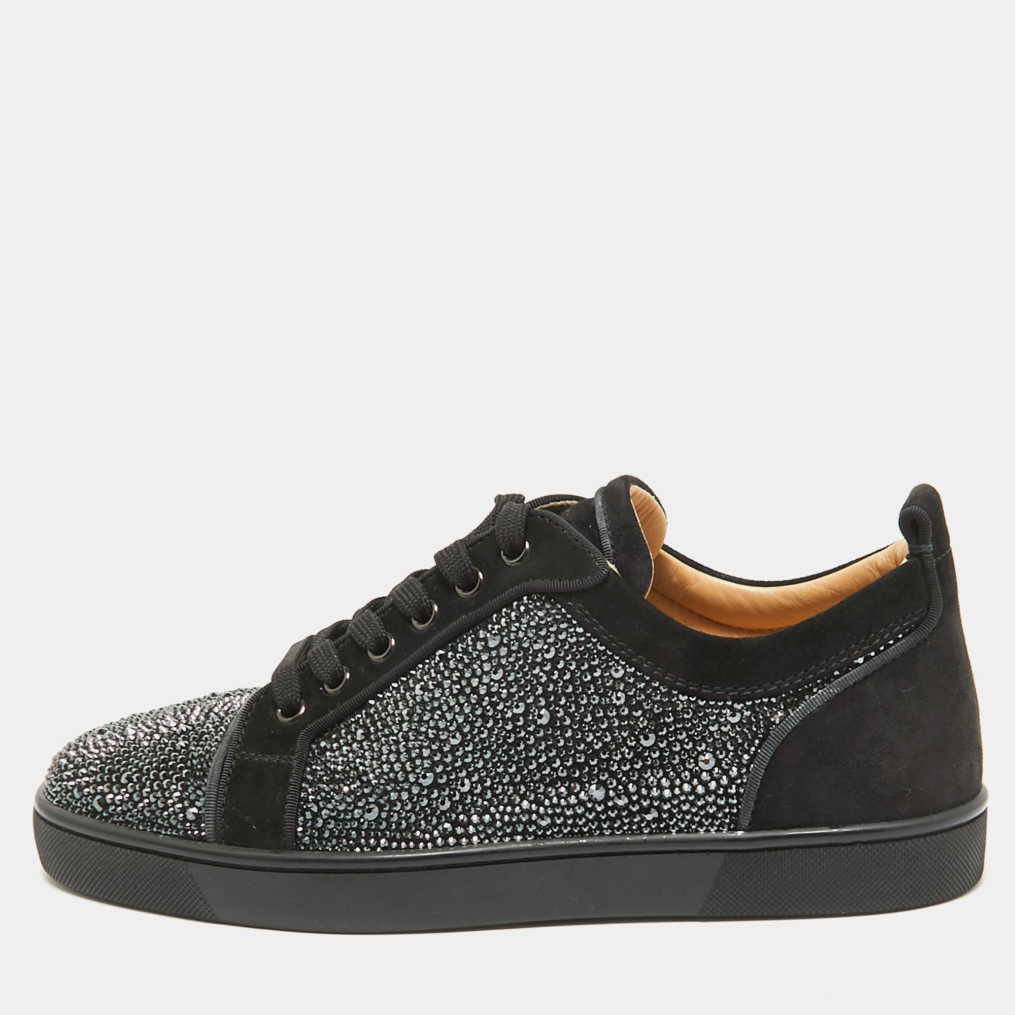 Christian Louboutin Black Suede Rantulow Orlato Sneakers  40.5