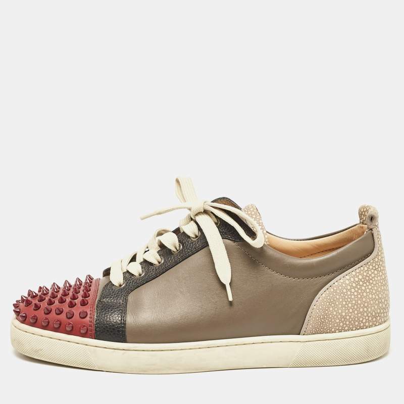 Christian Louboutin Multicolor Leather Louis Junior Spikes Lace Up Sneakers Size 43