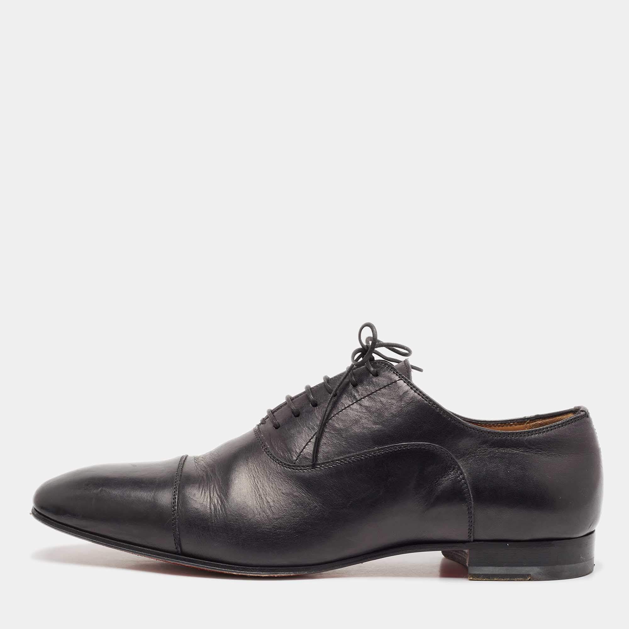 Christian Louboutin Black Leather Greggo Oxfords Size 40.5