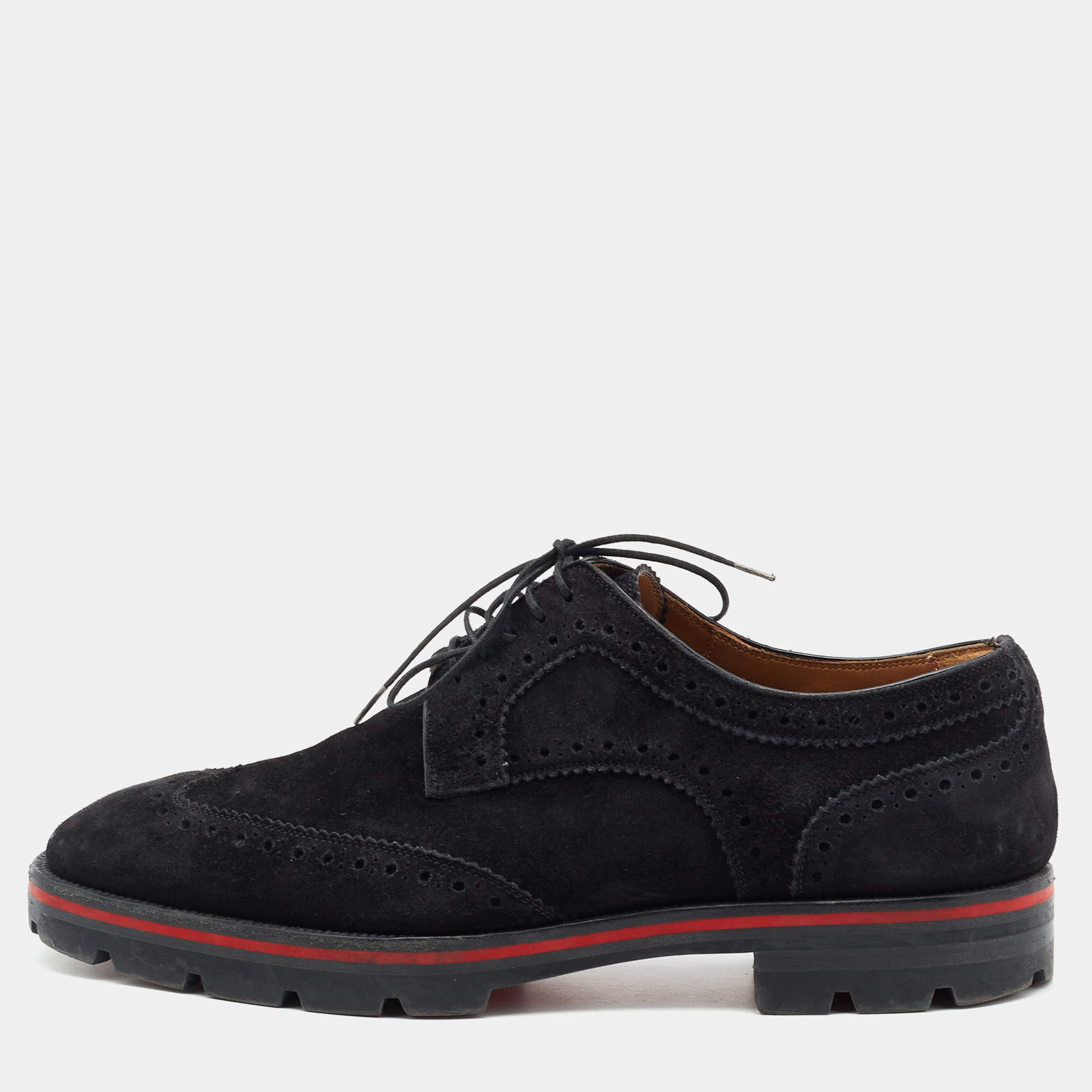 Christian Louboutin Black Suede Hubertus Lace Up Oxford Size 40
