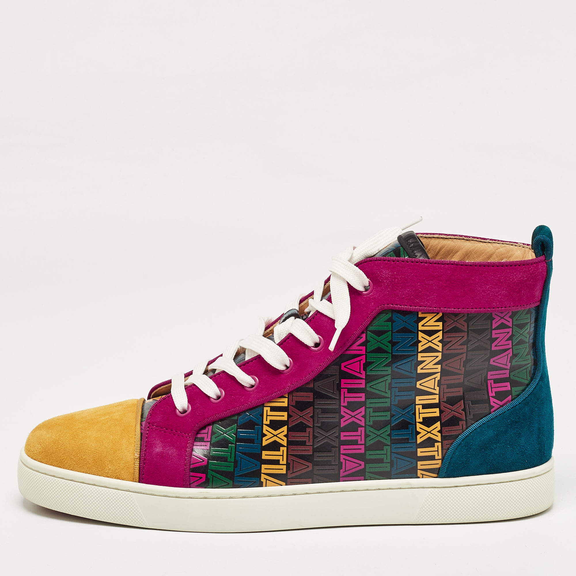 Christian Louboutin Multicolor Xtian Print Leather Louis Orlato Sneakers Size 43.5