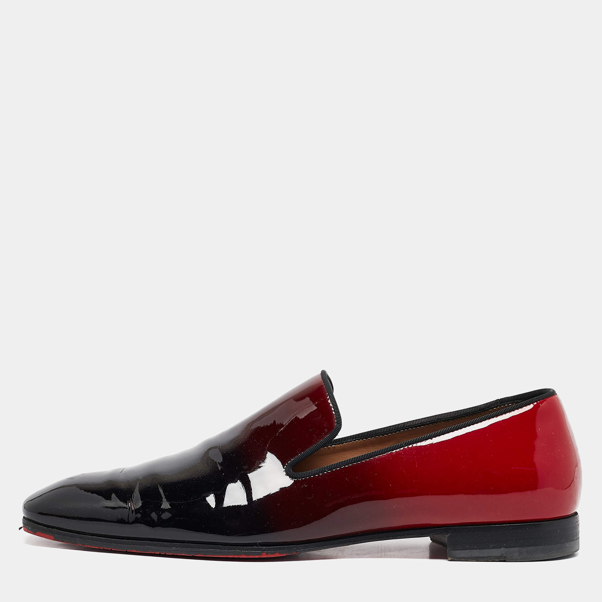 Christian Louboutin Ombre Red Patent Leather Dandy Me Smoking Slippers Size 43