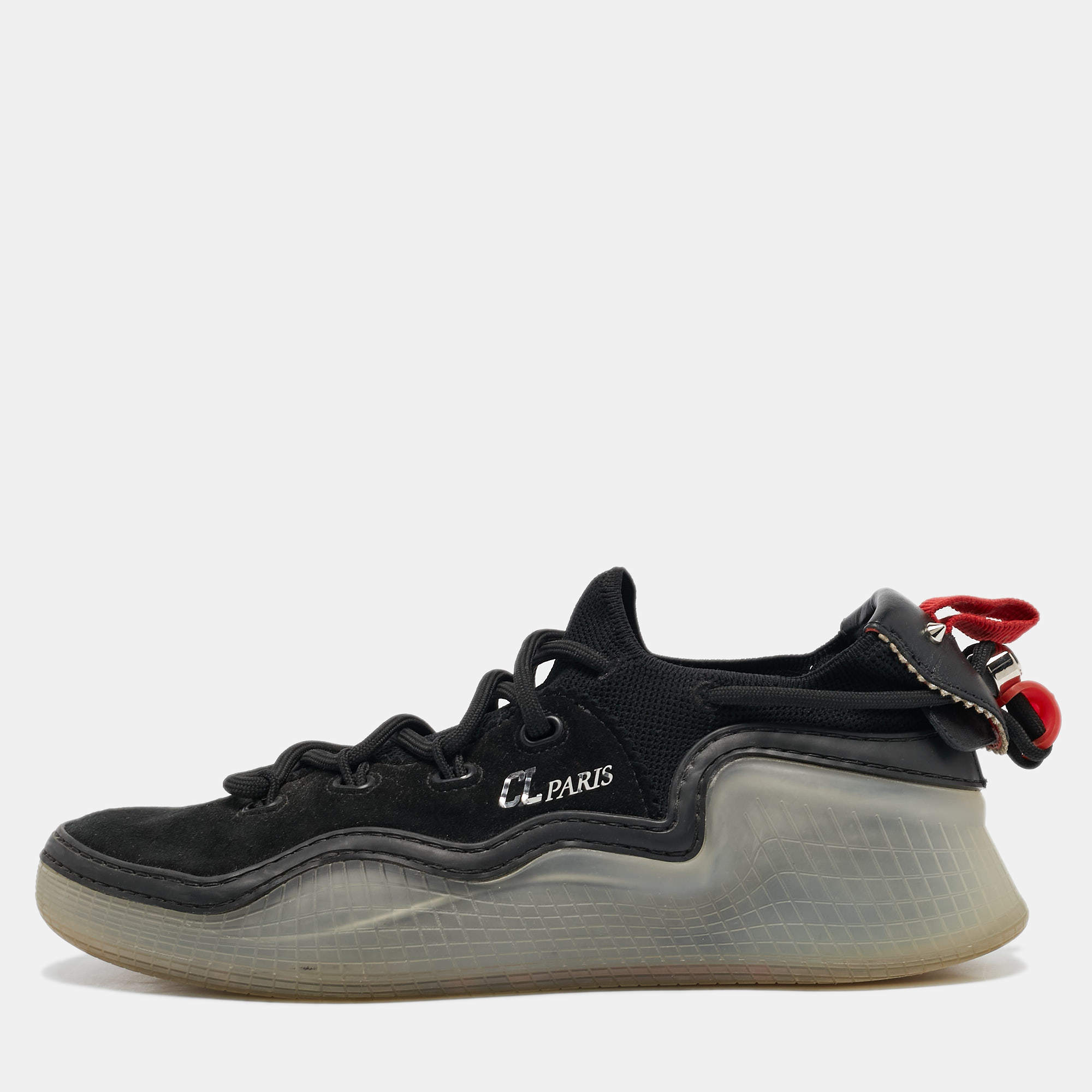 Christian Louboutin Black Suede and Leather Arpoador Sneakers Size 40