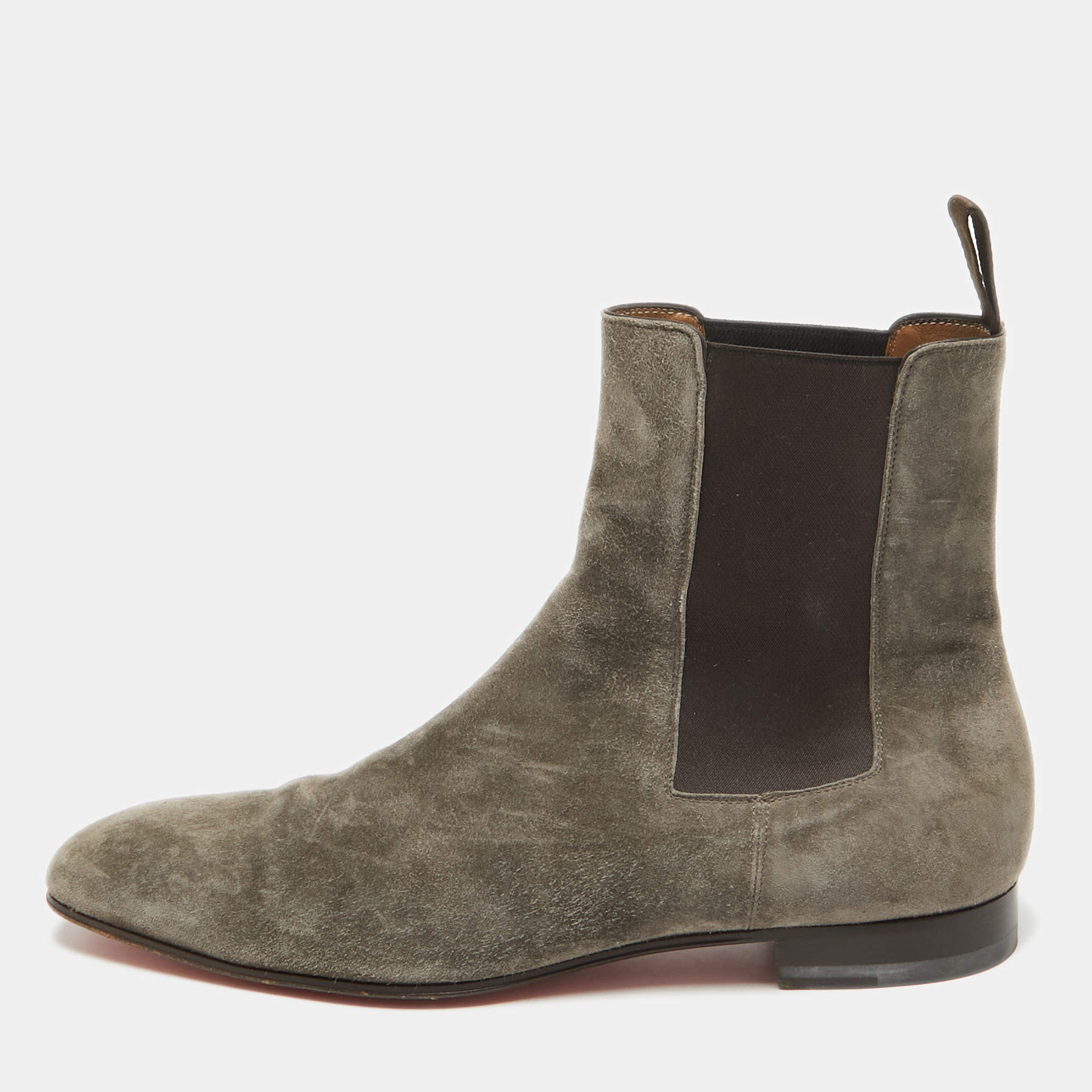 Christian Louboutin Grey Suede Samson Chelsea Boots Size 43