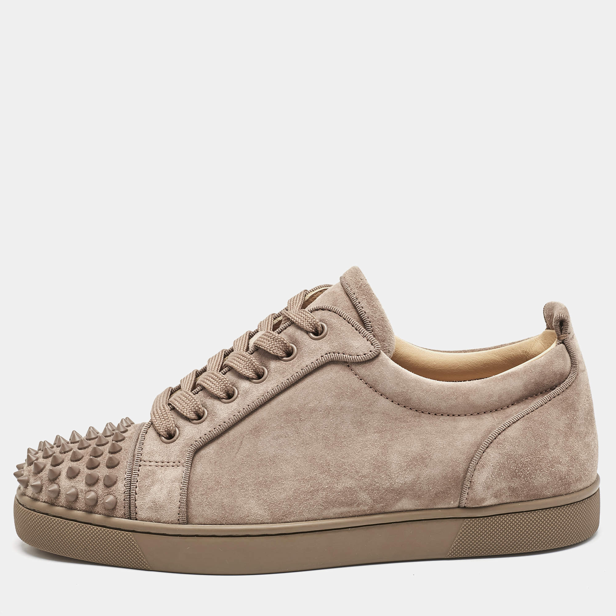 Christian Louboutin Beige Suede Louis Junior Spikes Sneakers Size 41